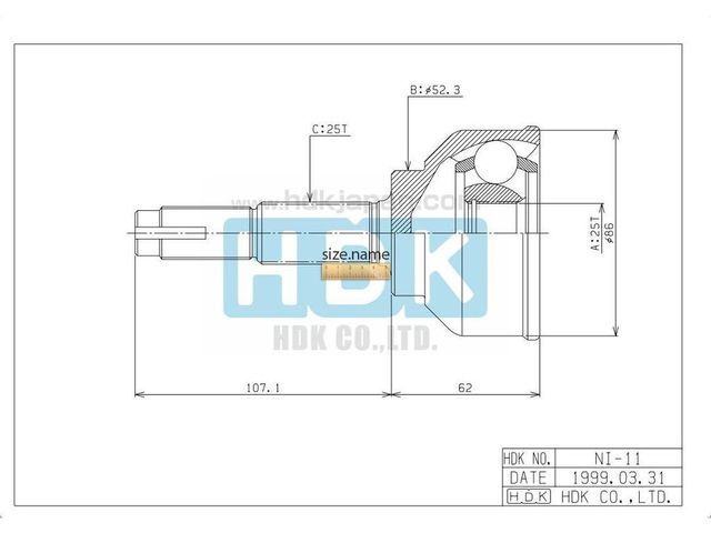 CV Joint, NI-11, 25 - 52.3 - 25